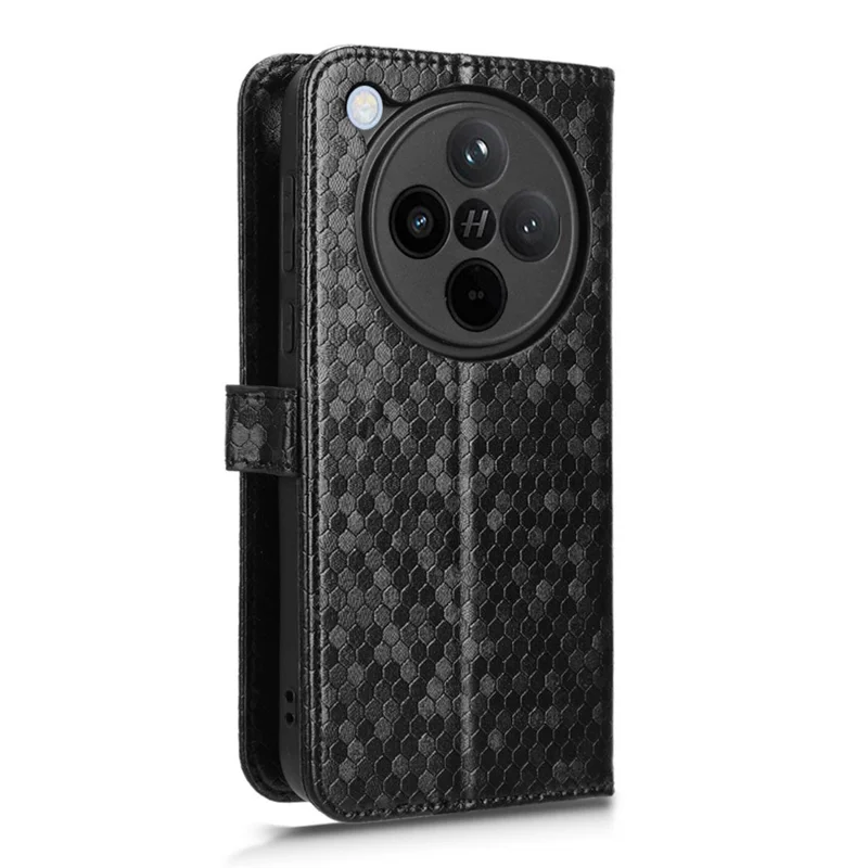Portemonnee hoes voor Oppo Find X8 5G met stippenpatroon imitatie lederen telefoonhoes - Zwart