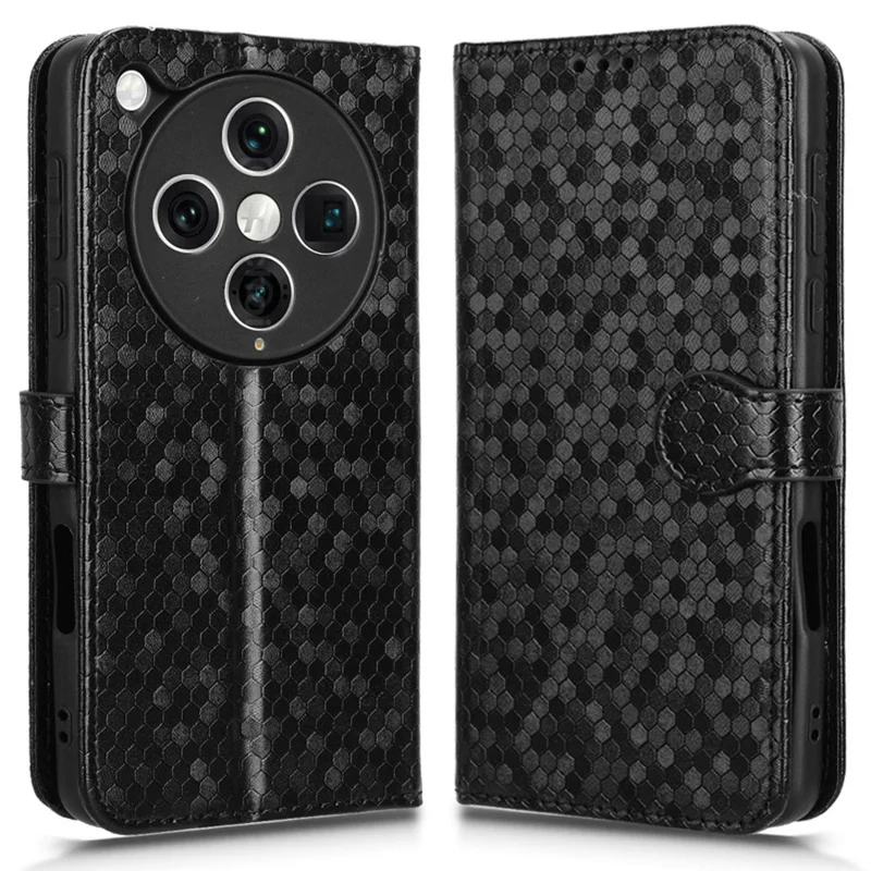 Für Oppo Find X8 Pro 5G Wallet Case Punktmuster Prägung PU-Leder Handyhülle - Schwarz
