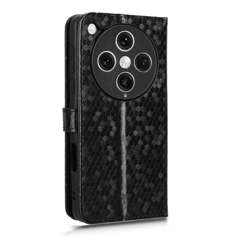 Für Oppo Find X8 Pro 5G Wallet Case Punktmuster Prägung PU-Leder Handyhülle - Schwarz