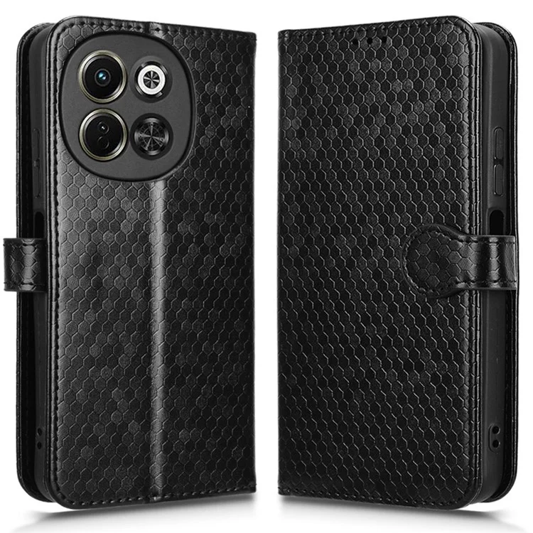 For TECNO Pova 6 Neo 5G  /  Spark 30 5G Wallet Case Dot Pattern Imprint PU Leather Phone Cover - Black