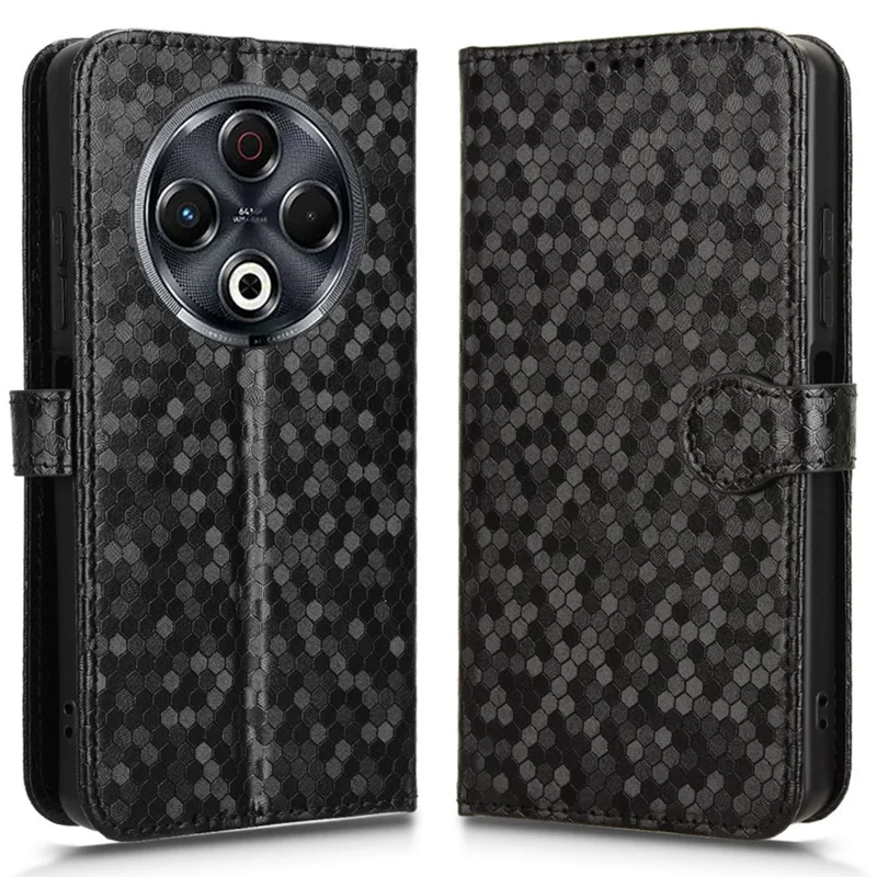 For TECNO Spark 30 4G Wallet Case Dot Pattern Imprint PU Leather Phone Cover - Black