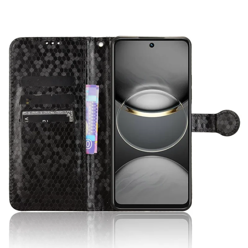 For TECNO Spark 30 4G Wallet Case Dot Pattern Imprint PU Leather Phone Cover - Black