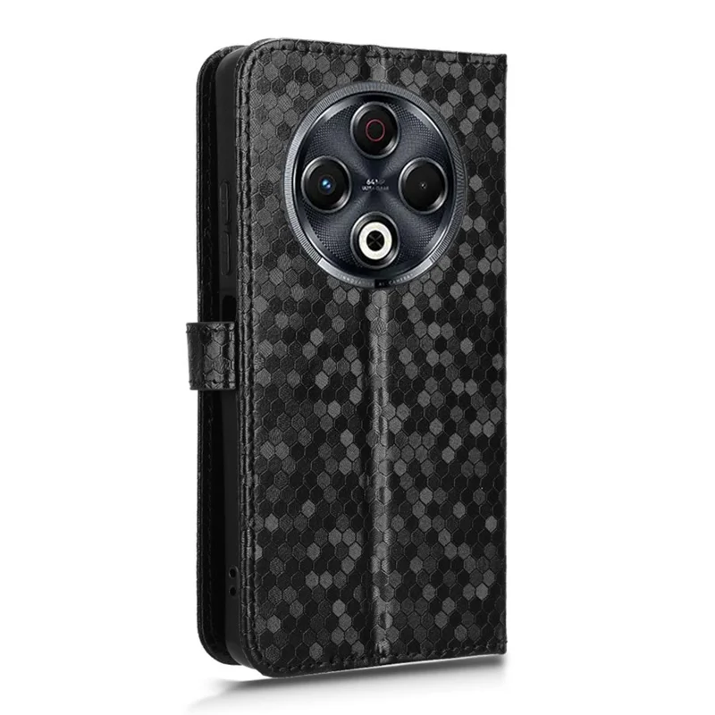 For TECNO Spark 30 4G Wallet Case Dot Pattern Imprint PU Leather Phone Cover - Black