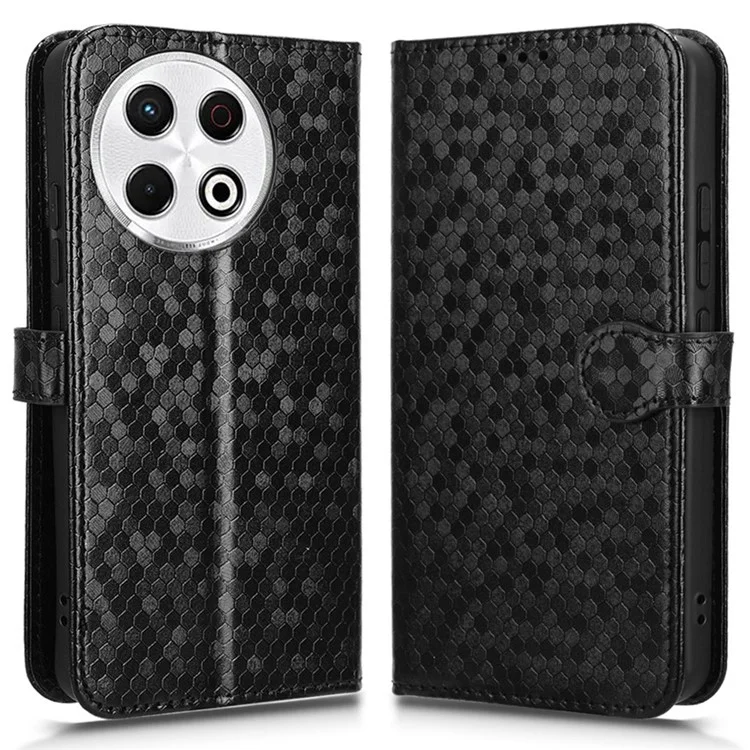 Für TECNO Spark 30 Pro 4G Wallet Case Dot Pattern Prägung PU Leder Handyhülle - Schwarz