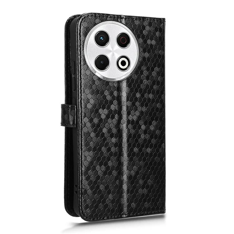 Für TECNO Spark 30 Pro 4G Wallet Case Dot Pattern Prägung PU Leder Handyhülle - Schwarz