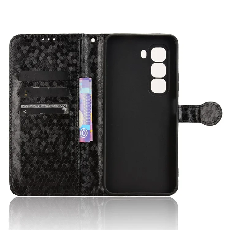 Für Infinix Hot 50 Pro 4G X6881 Wallet Case Dot Pattern Prägung PU Leder Handyhülle - Schwarz