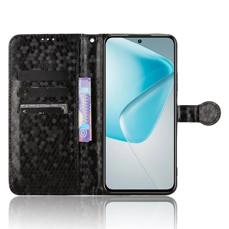 Für Infinix Hot 50 Pro 4G X6881 Wallet Case Dot Pattern Prägung PU Leder Handyhülle - Schwarz