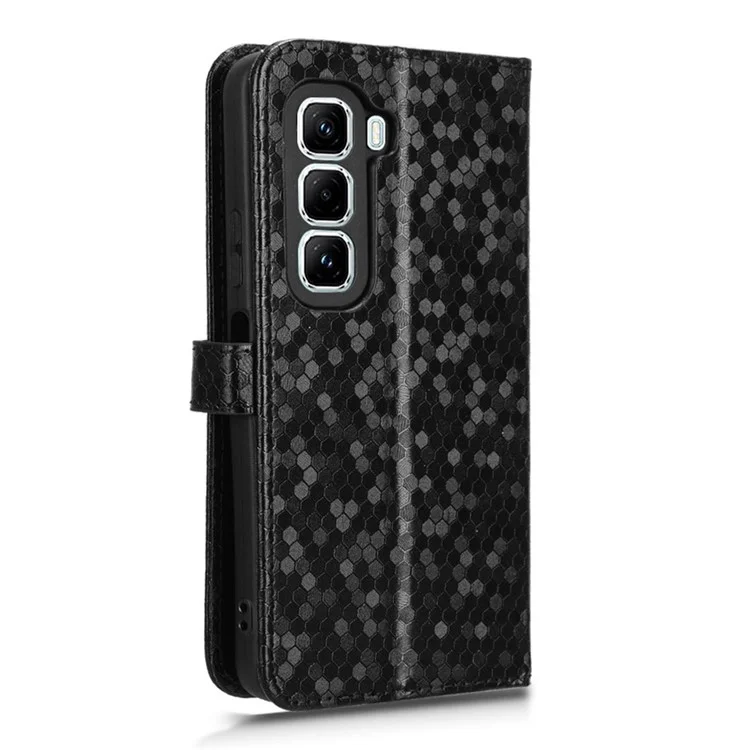 Für Infinix Hot 50 Pro 4G X6881 Wallet Case Dot Pattern Prägung PU Leder Handyhülle - Schwarz