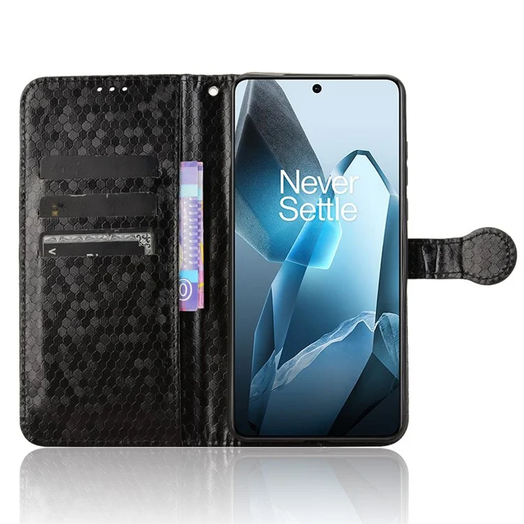 Für OnePlus 13 Wallet Case Dot Pattern Prägung PU Leder Handyhülle - Schwarz