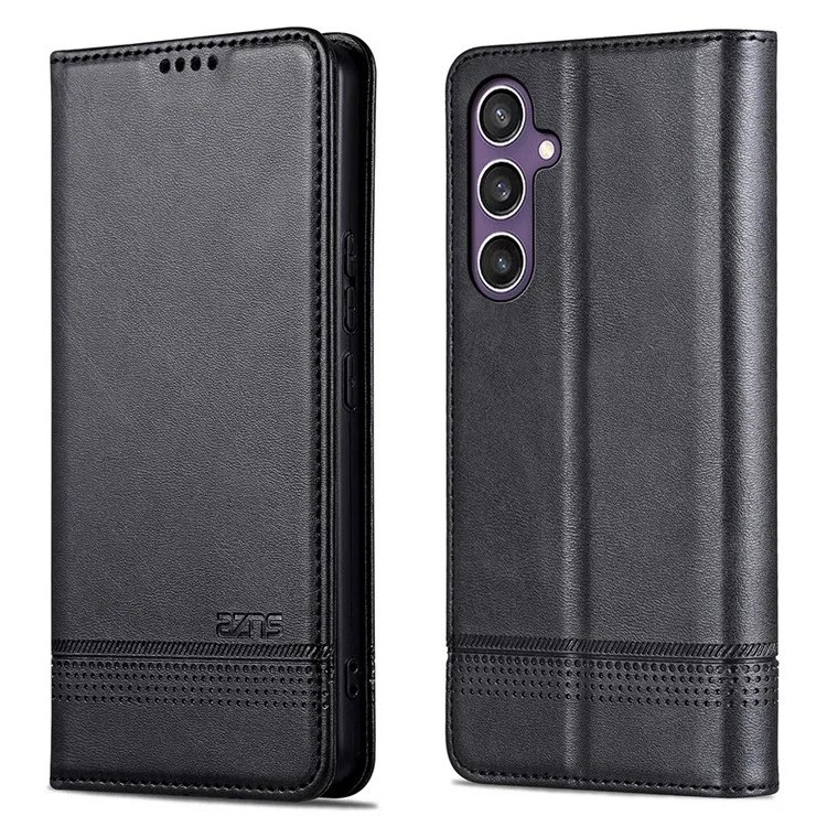 AZNS Lederhülle mit Kuhfellstruktur für Samsung Galaxy A36 5G - Schwarz