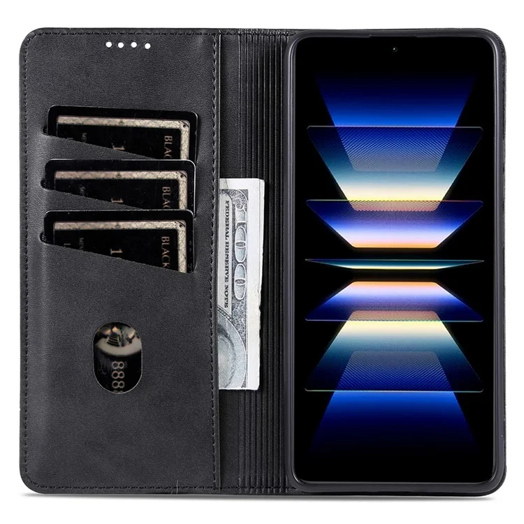 AZNS Lederhülle mit Kuhfellstruktur für Samsung Galaxy A36 5G - Schwarz