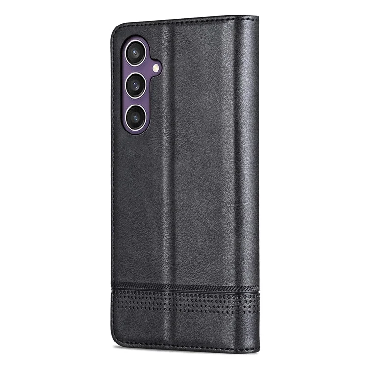 AZNS Lederhülle mit Kuhfellstruktur für Samsung Galaxy A36 5G - Schwarz