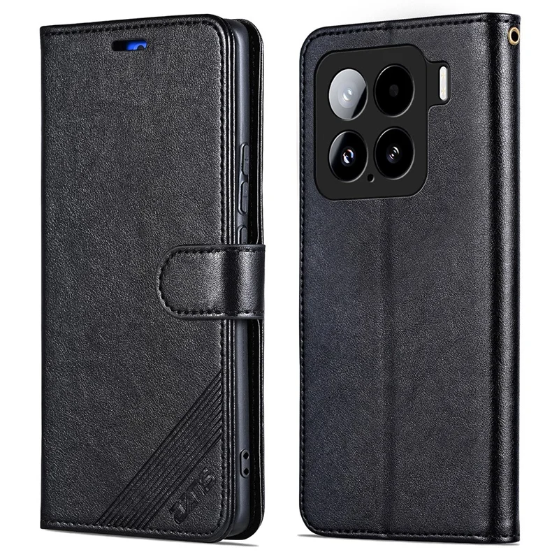 AZNS For Xiaomi 15 Case Anti-Scratch PU Leather Stand Wallet Phone Cover - Black