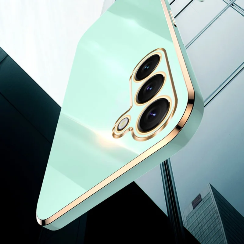 XINLI For Samsung Galaxy S25 Case TPU Phone Cover with Electroplating Frame - Cyan