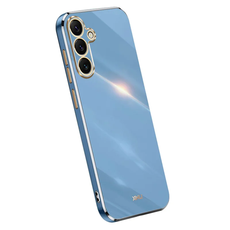 XINLI For Samsung Galaxy S25 Case TPU Phone Cover with Electroplating Frame - Blue