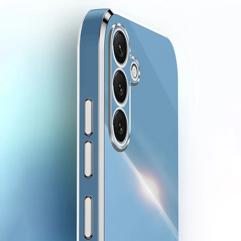 XINLI For Samsung Galaxy S25 Case TPU Phone Cover with Electroplating Frame - Blue