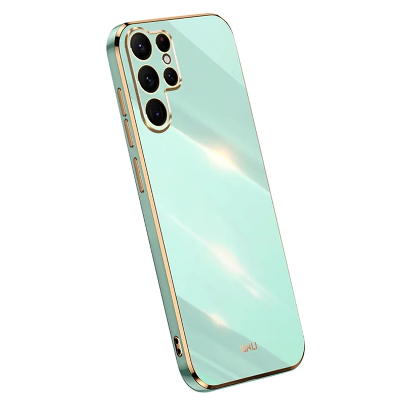 XINLI för Samsung Galaxy S25 Ultra skal TPU mobilskal med elektropläterad ram - Cyan