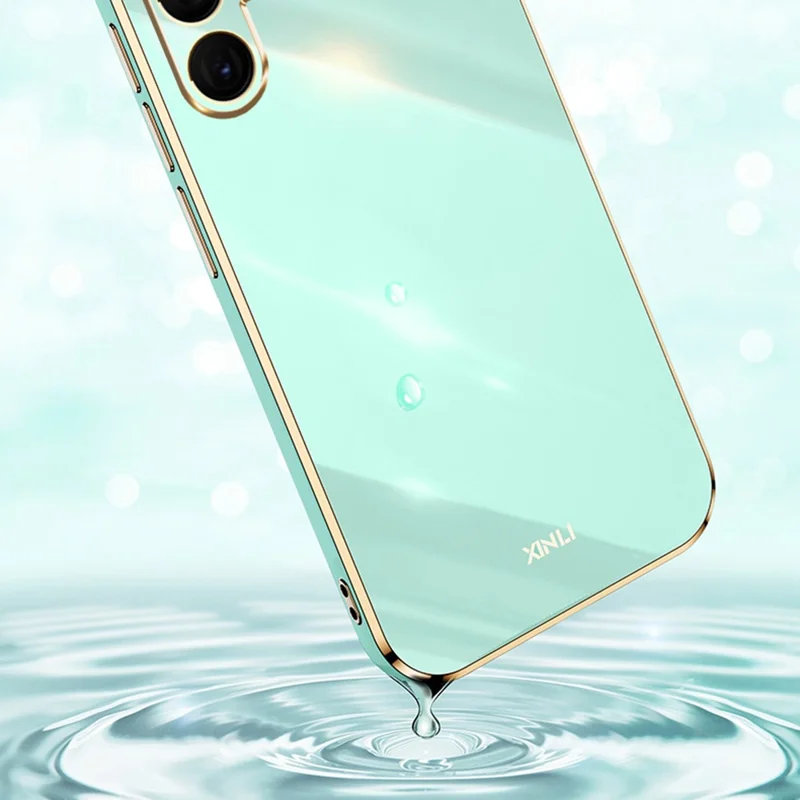 XINLI för Samsung Galaxy S25 Ultra skal TPU mobilskal med elektropläterad ram - Cyan
