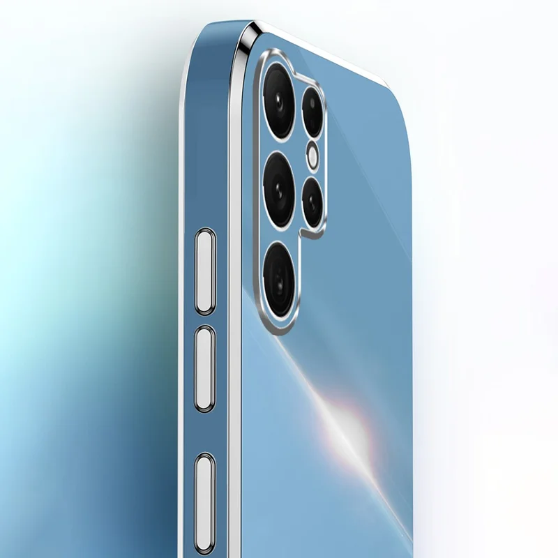 XINLI för Samsung Galaxy S25 Ultra skal TPU mobilskal med elektropläterad ram - Cyan