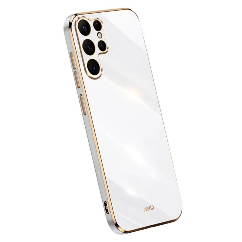 XINLI For Samsung Galaxy S25 Ultra Case TPU Phone Cover with Electroplating Frame - White
