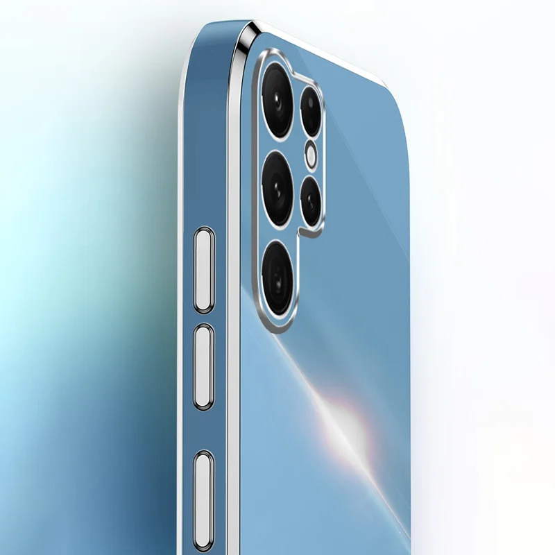 Funda para Samsung Galaxy S25 Ultra de XINLI con anillo y soporte plegable, cubierta de teléfono de TPU enchapada - Cian