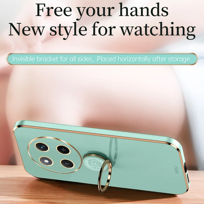 XINLI For Honor Magic7 Lite 5G / X9c 5G / X60 Pro 5G Case Ring Kickstand Electroplating TPU Phone Cover - Cyan