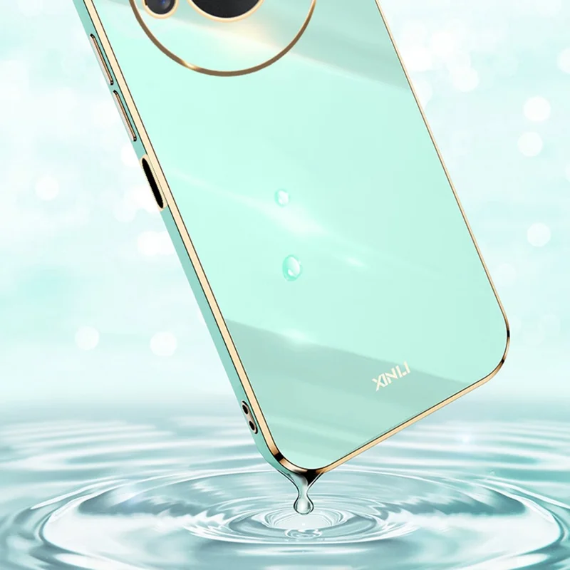 XINLI Voor Honor X60 5G hoesje TPU telefoonhoes met gegalvaniseerde rand - Cyaan