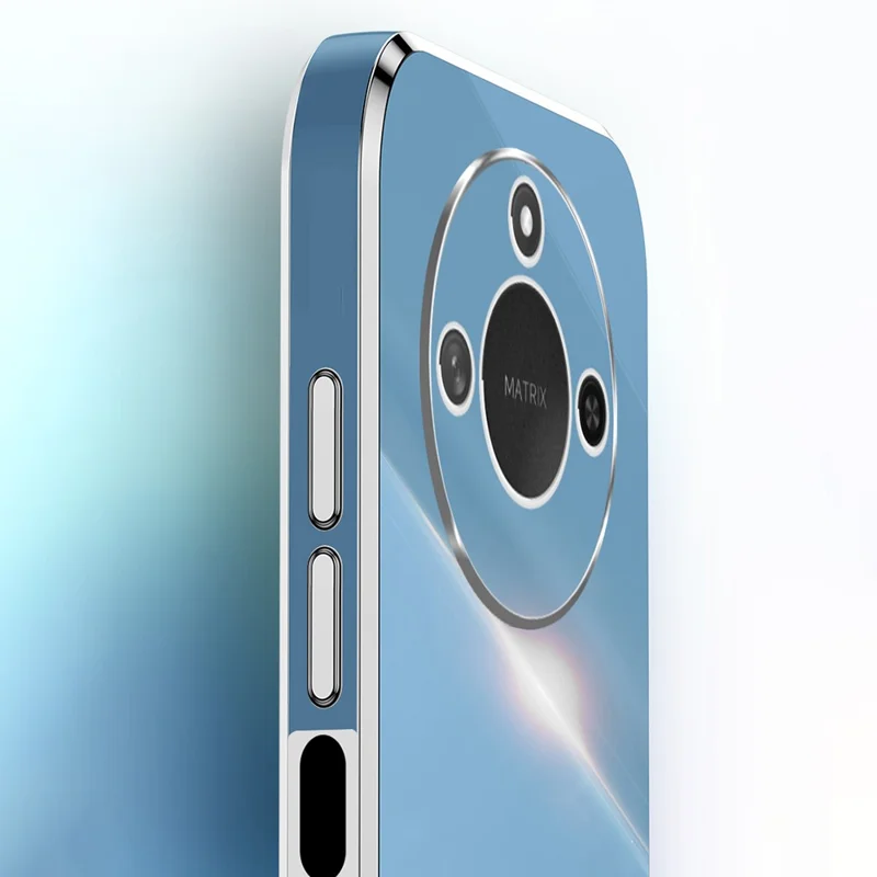 XINLI For Honor X60 5G Case Ring Kickstand Electroplating TPU Phone Cover - Cyan