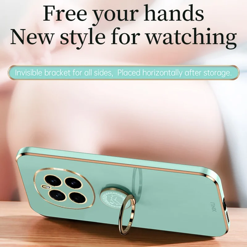 XINLI For Honor Magic7 5G Case Ring Kickstand Electroplating TPU Phone Cover - Cyan