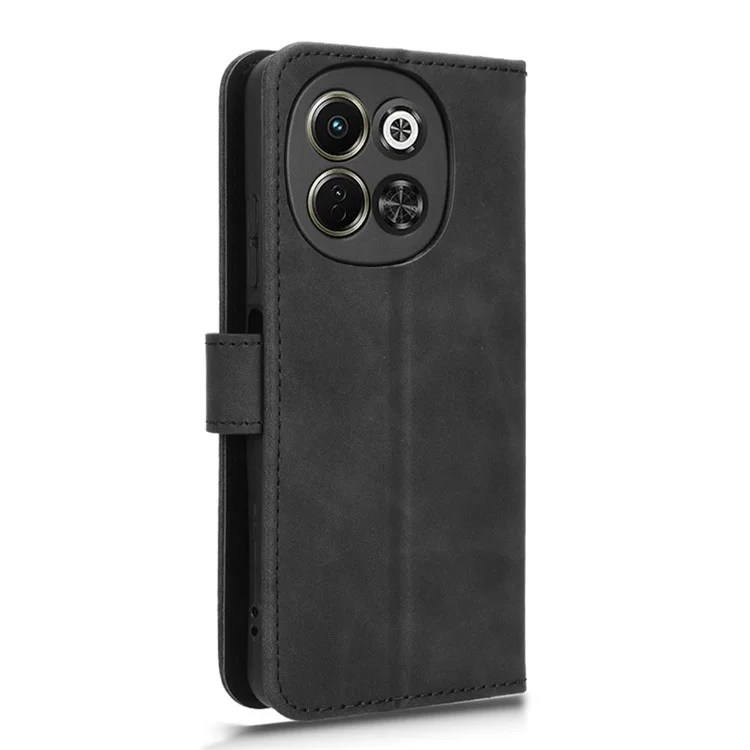 For TECNO Pova 6 Neo Leather Case Skin-Feel Anti-Drop Wallet Flip Phone Cover - Black