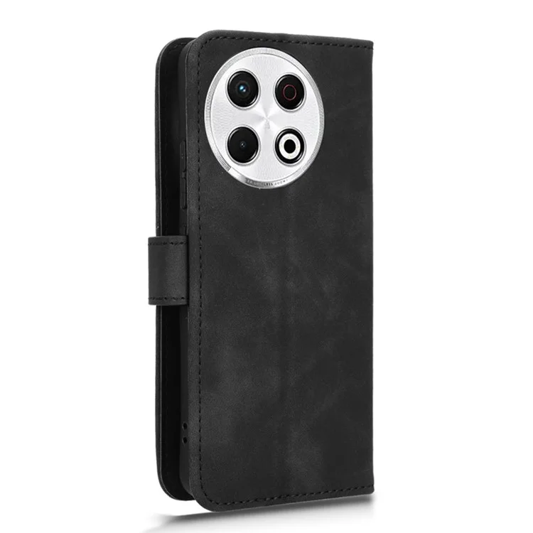 Custodia in pelle per TECNO Spark 30 Pro 4G, effetto pelle, anti-caduta, flip cover per telefono - Nero