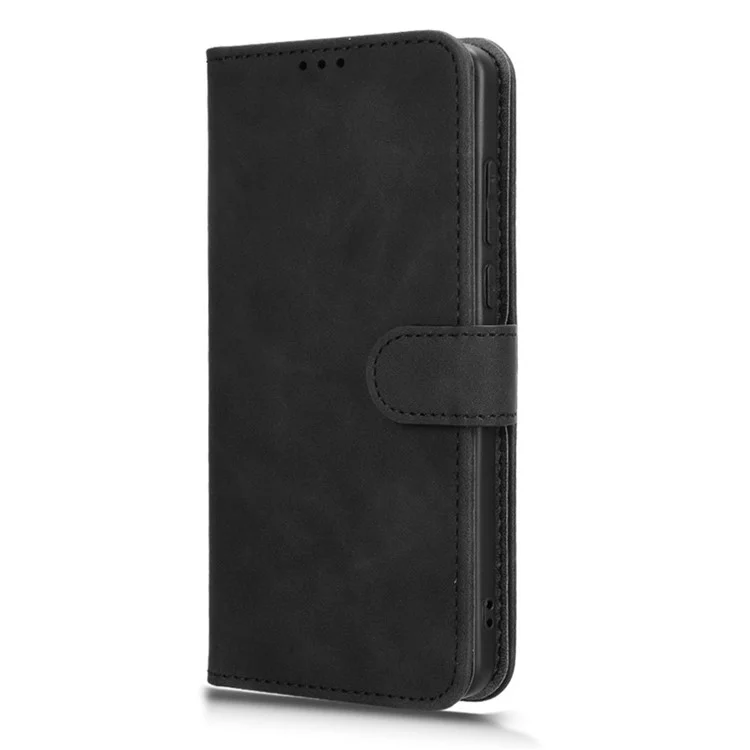 Capa de couro para OnePlus 13, com sensação de pele, anti-queda e carteira com flip cover - Preto