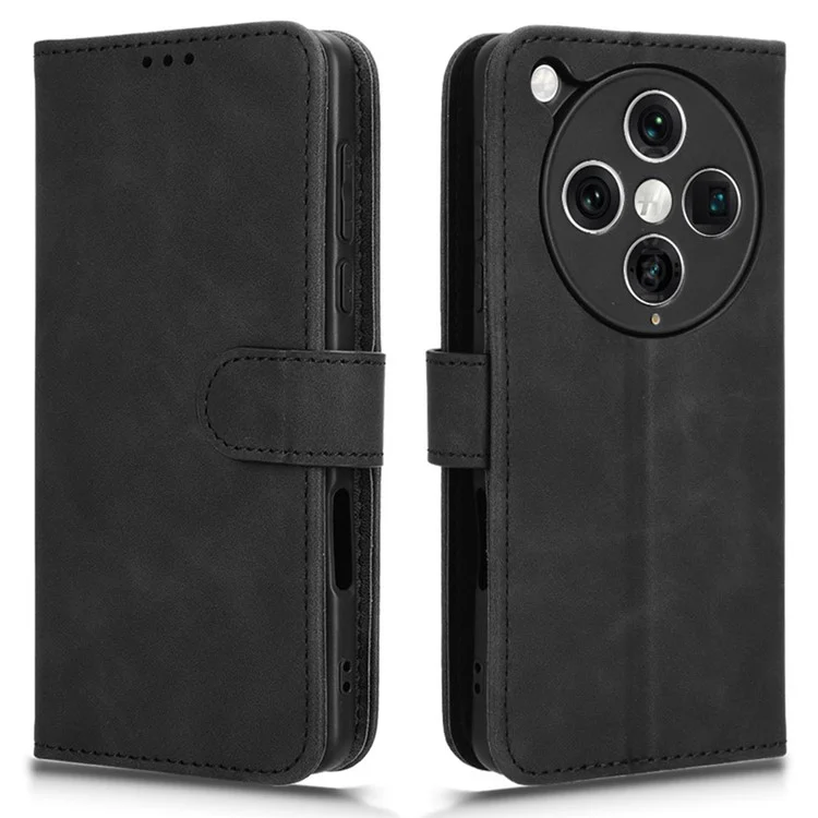 Für Oppo Find X8 Pro 5G Lederhülle Hautgefühl Anti-Drop Wallet Flip Phone Cover - Schwarz