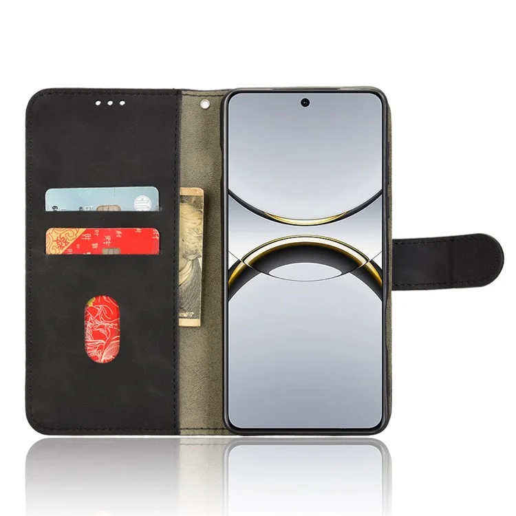 Für Oppo Find X8 Pro 5G Lederhülle Hautgefühl Anti-Drop Wallet Flip Phone Cover - Schwarz