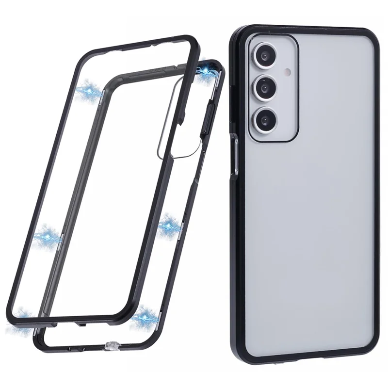 For Samsung Galaxy A16 4G / 5G Case Double-Sided Tempered Glass Magnetic Clear Phone Cover - Black