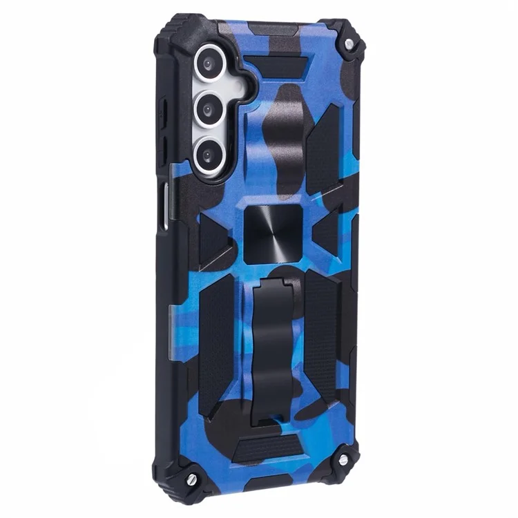 For Samsung Galaxy A16 4G / 5G Case Kickstand PC+TPU Camouflage Military Grade Phone Cover - Blue