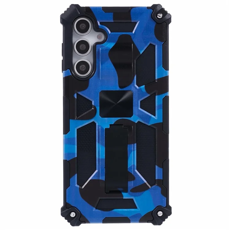 For Samsung Galaxy A16 4G / 5G Case Kickstand PC+TPU Camouflage Military Grade Phone Cover - Blue