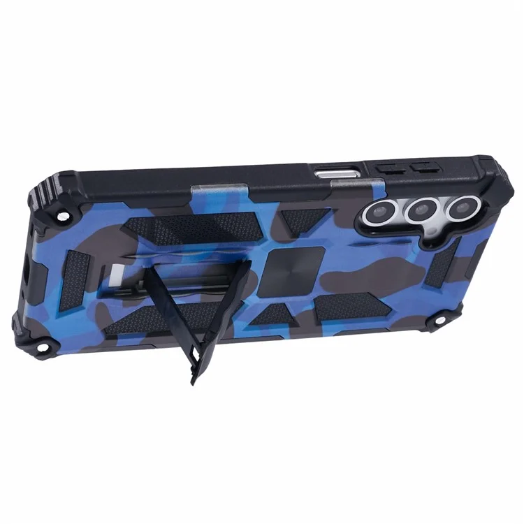 For Samsung Galaxy A16 4G / 5G Case Kickstand PC+TPU Camouflage Military Grade Phone Cover - Blue