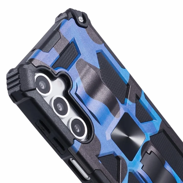 For Samsung Galaxy A16 4G / 5G Case Kickstand PC+TPU Camouflage Military Grade Phone Cover - Blue