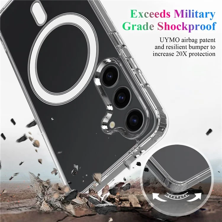 For Samsung Galaxy S25 Clear Case TPU+Acrylic Magnetic Phone Cover Compatible with MagSafe
