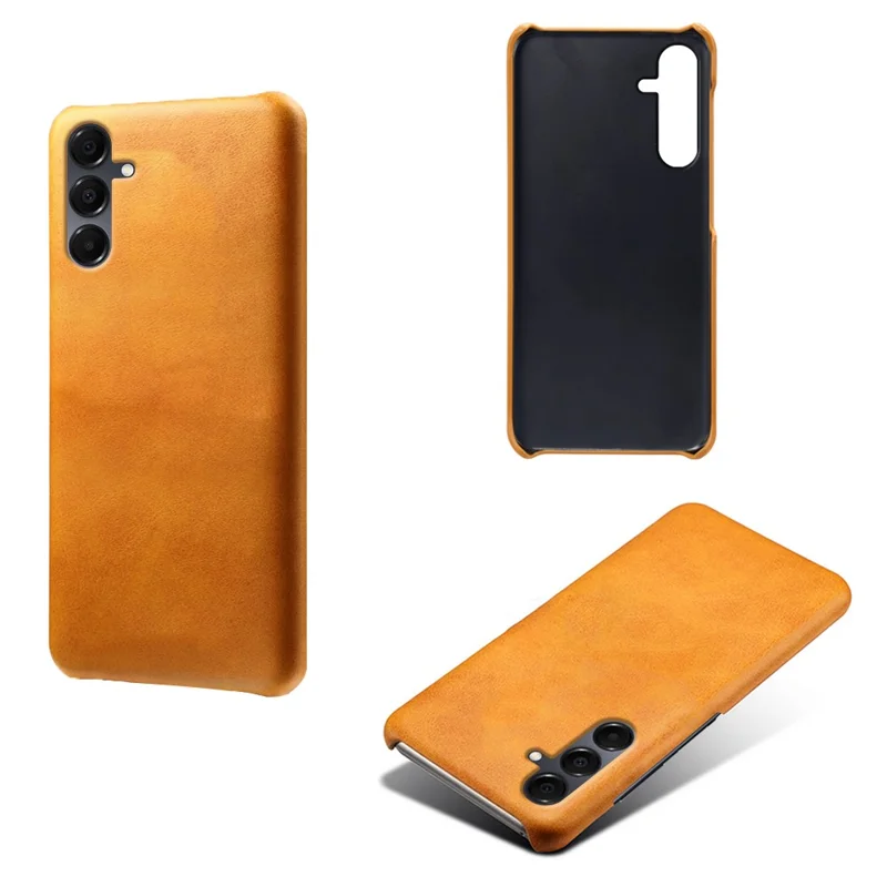 For Samsung Galaxy A16 4G / 5G Case Calf Texture PU Leather Hard PC Protective Phone Cover - Orange