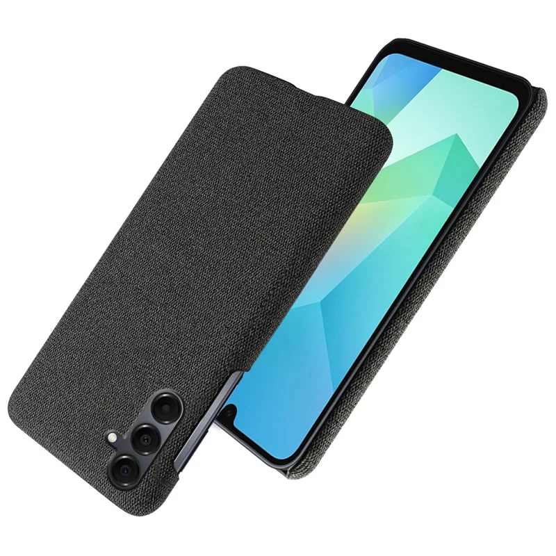 Telefoonhoesje voor Samsung Galaxy A16 4G / 5G met Stofstructuur, Krasbestendige Beschermhoes van PC aan de Achterzijde - Zwart