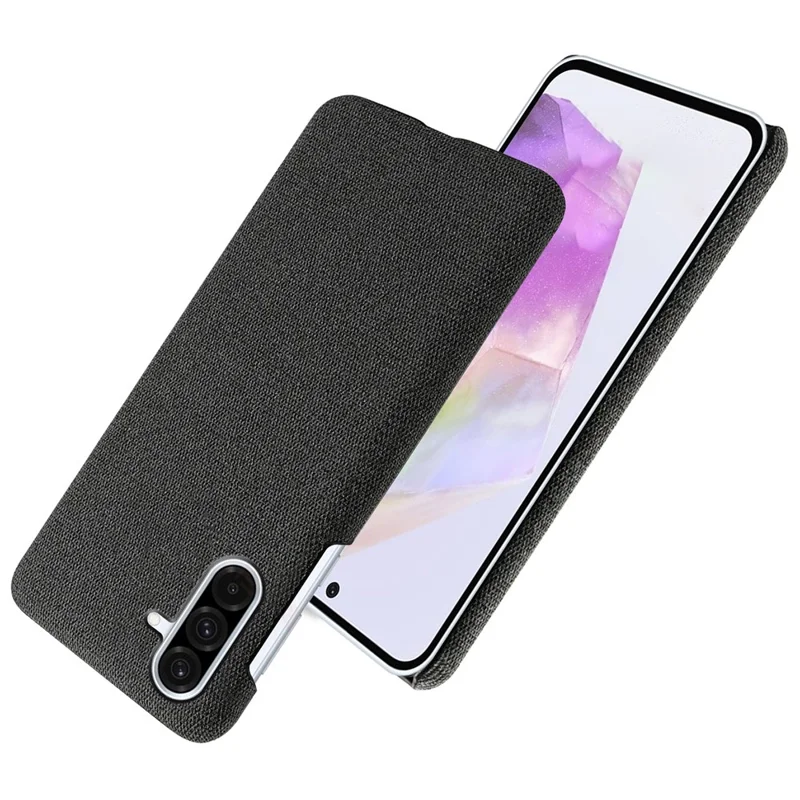 Funda para teléfono Samsung Galaxy A36 5G, con textura de tela, protección anti-arañazos y cubierta trasera de PC - Negro