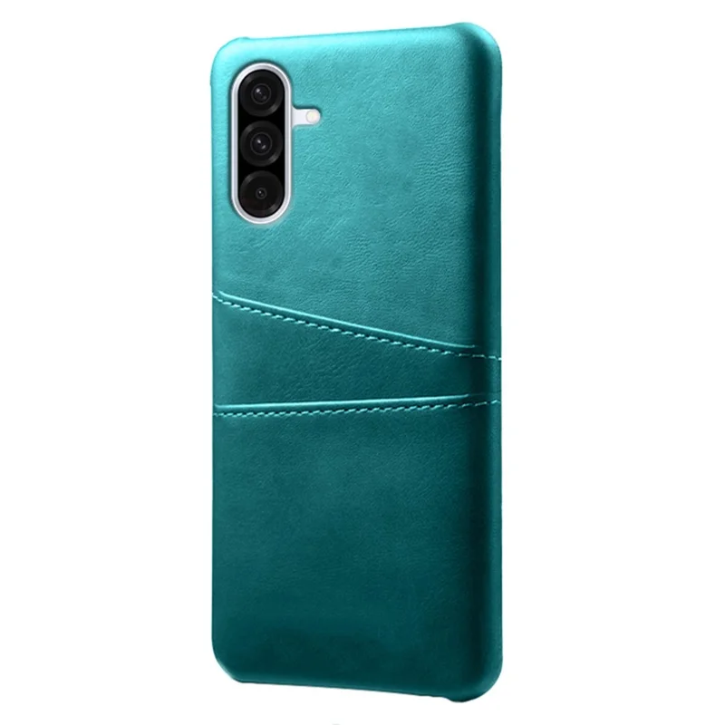 For Samsung Galaxy A36 5G Case Dual Card Slots PU Leather + Hard PC Phone Cover - Green
