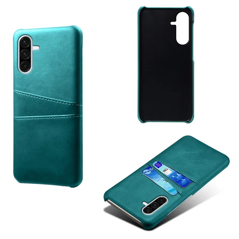For Samsung Galaxy A36 5G Case Dual Card Slots PU Leather + Hard PC Phone Cover - Green