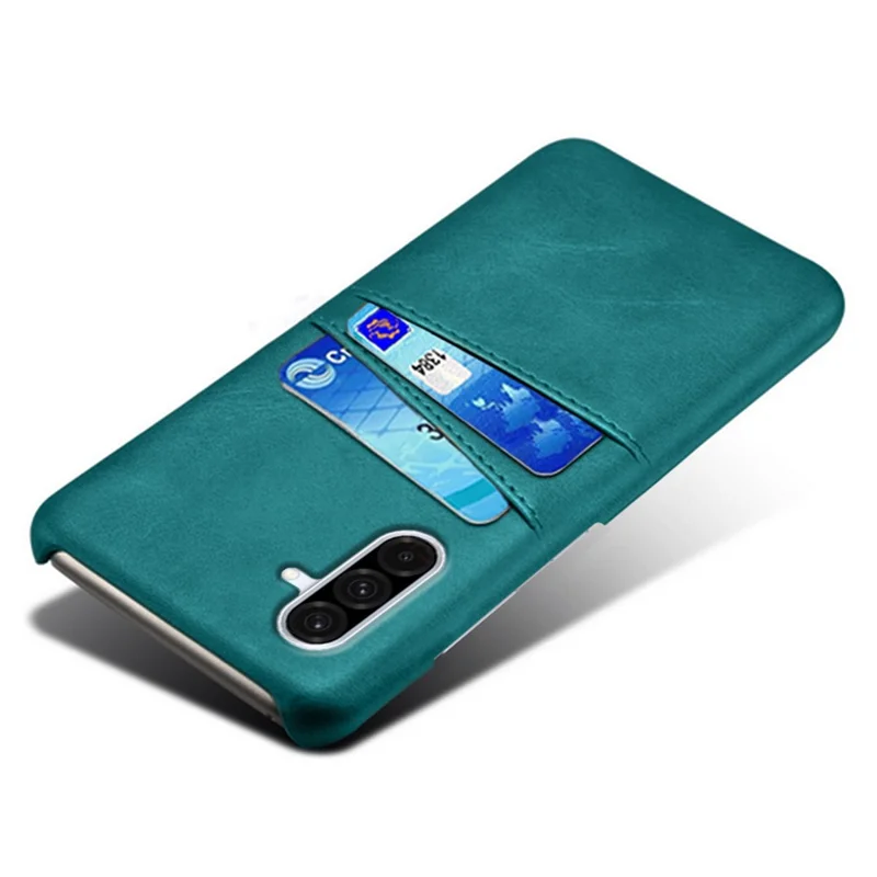 For Samsung Galaxy A36 5G Case Dual Card Slots PU Leather + Hard PC Phone Cover - Green