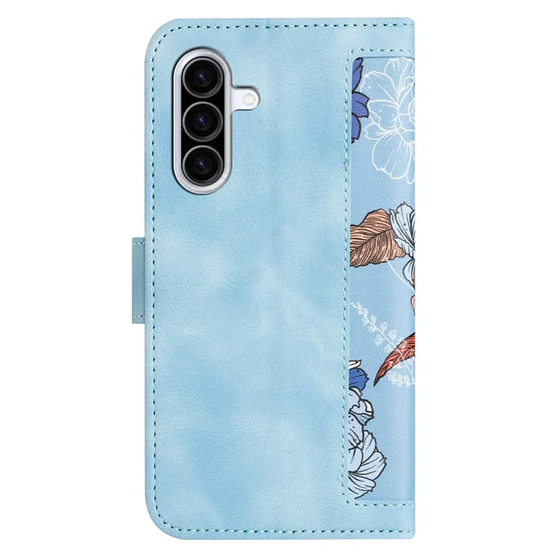 For Samsung Galaxy A36 5G Case PU Leather Floral Phone Cover with Card Slots - Baby Blue