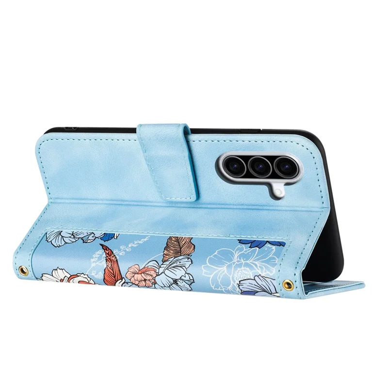 For Samsung Galaxy A36 5G Case PU Leather Floral Phone Cover with Card Slots - Baby Blue