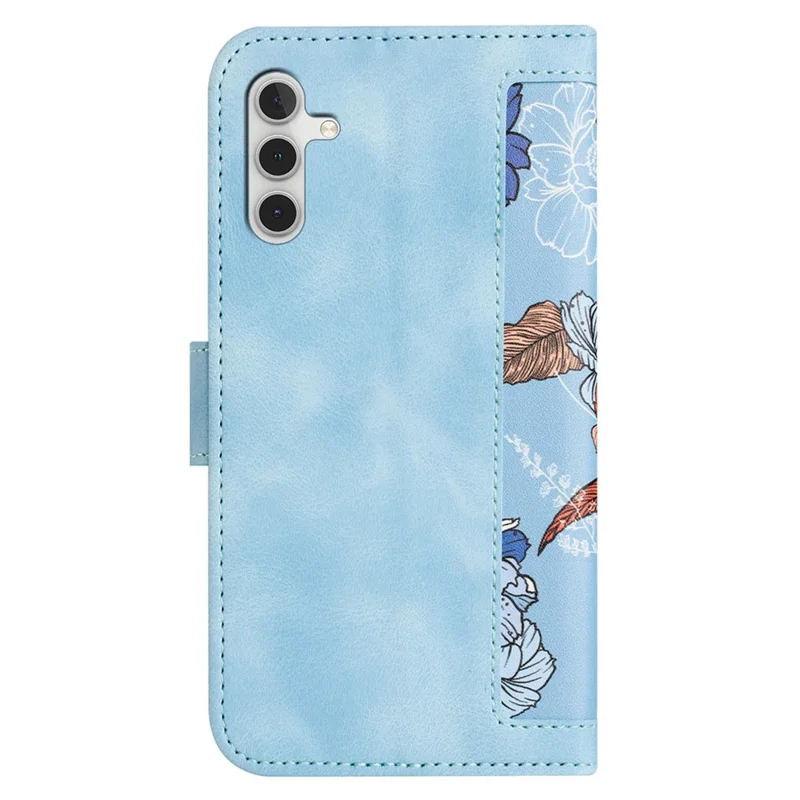 For Samsung Galaxy S25+ Case PU Leather Floral Phone Cover with Card Slots - Baby Blue