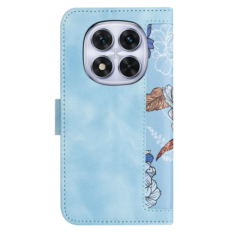 For Xiaomi Redmi Note 14 Pro 5G / Poco X7 5G Case PU Leather Floral Phone Cover with Card Slots - Baby Blue